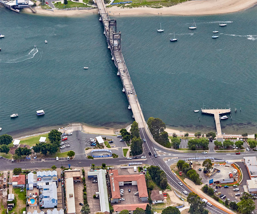 Aerial view of utility works