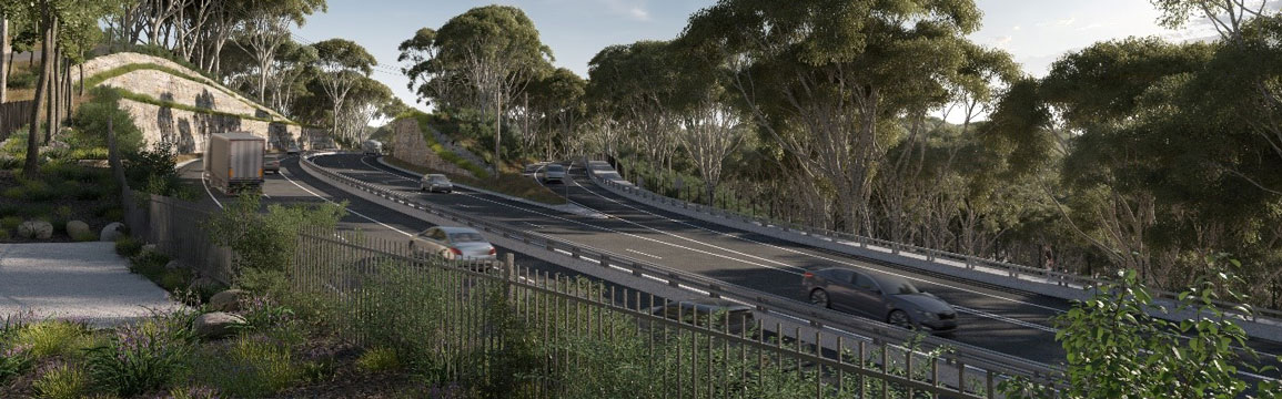 Artist impression: Great Western Highway, view from Pulpit Hill looking west Artist impression: Great Western Highway, view from Pulpit Hill looking west