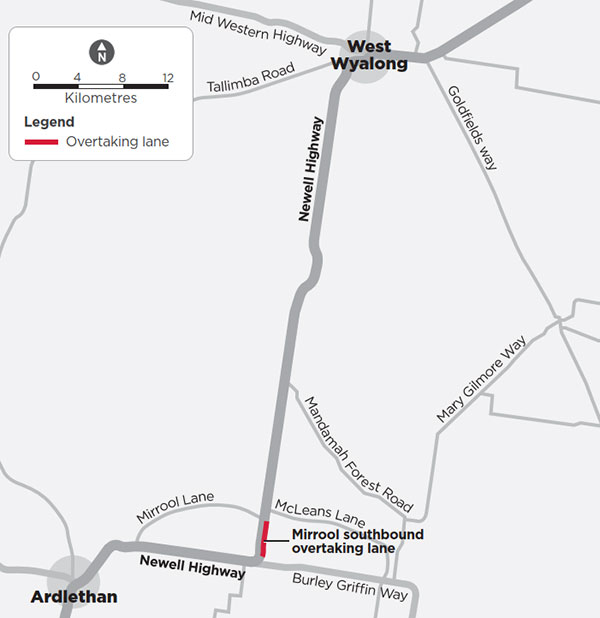 Mirrool overtaking lane map