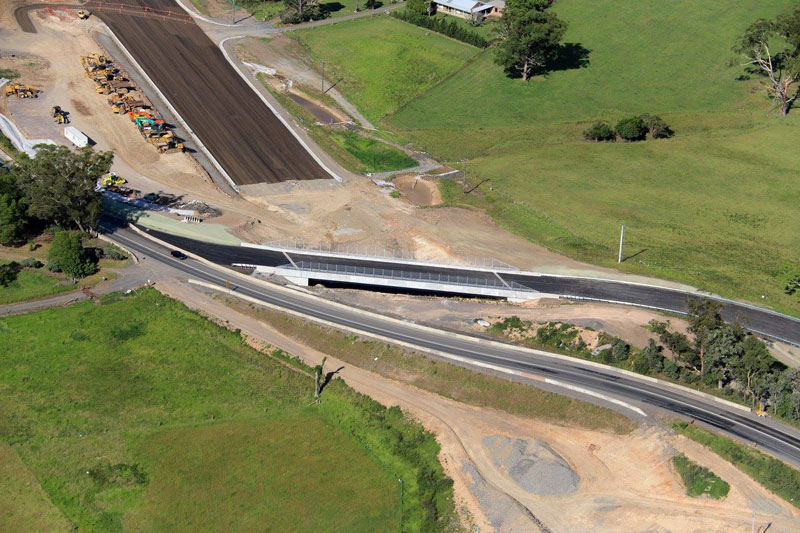 Looking west across the newly completed Tindalls Lane bridge - December 2015